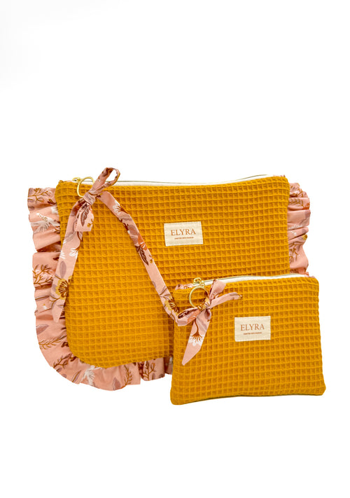 Ochre Flowers - Mini Pouch