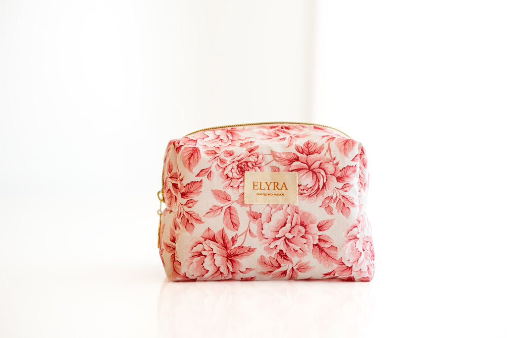 Red Vintage Peony - Cosmetic Bag
