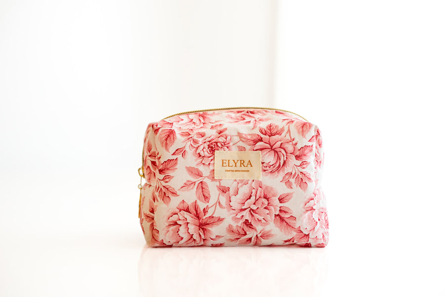 Red Vintage Peony - Cosmetic Bag