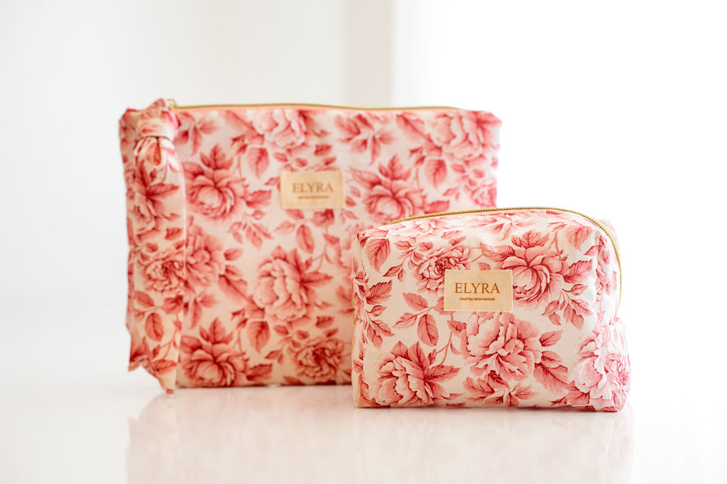 Red Vintage Peony - Cosmetic Bag